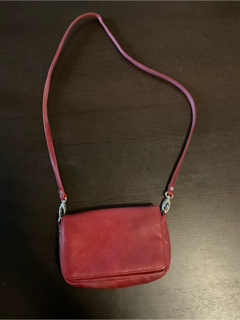 Sleek Red Leather Crossbody Bag for Women
